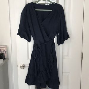 gap ruffle wrap dress